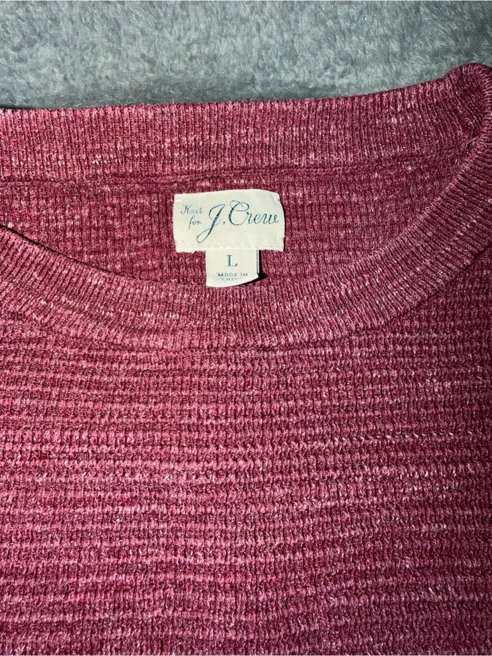 J. Crew Burgundy Crewneck Sweater with White Chest Stripes